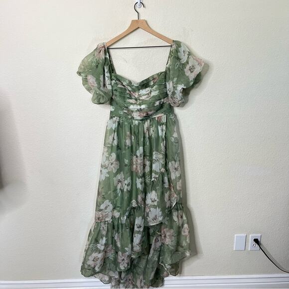 Abercrombie & Fitch Emerson Off-The-Shoulder Drama Organza Maxi Dress Size MT - Picture 5 of 9